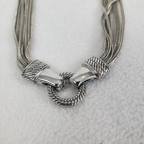 Premier Design Rhinestone Magnetic Choker Multi-strand Necklace Silver Gray - Picture 4 of 6